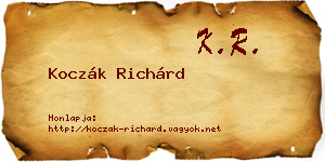 Koczák Richárd névjegykártya